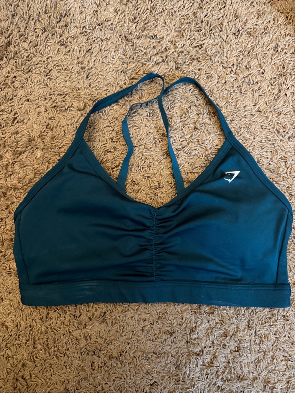 Gymshark Teal Sports Bra with White Logo